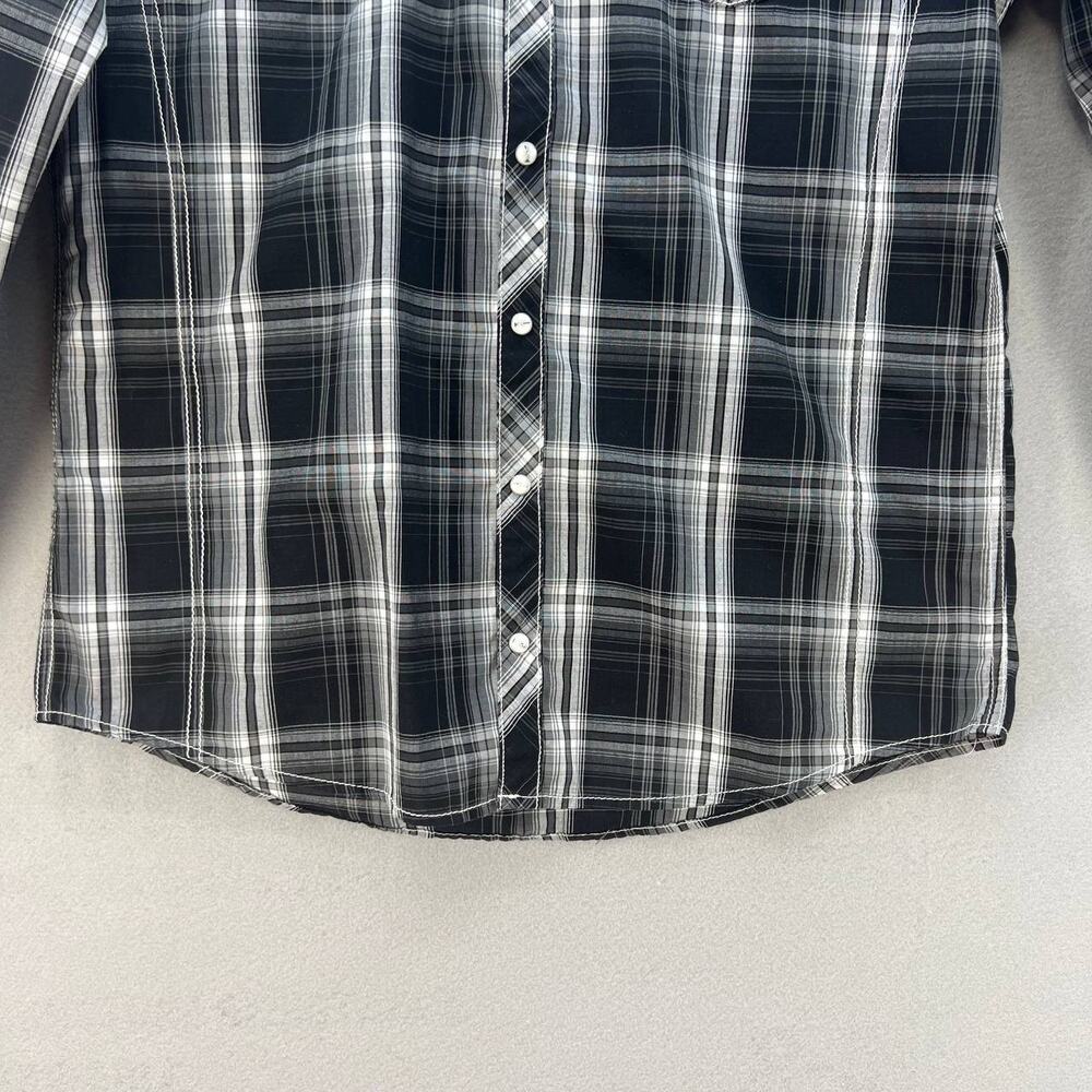 BKE Button Down Shirt Men's Size L Black White Plaid Athletic Fit Western - Picture 3 of 14